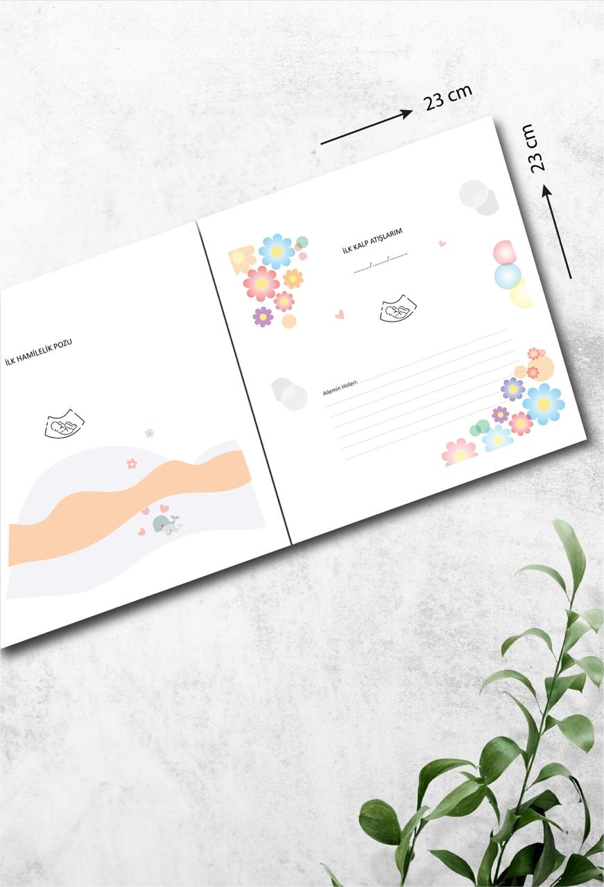 Modern Bebek Anı Defteri - İlk 1 Yıl Hamilelik Ve Anne Bebek Günlüğü - Ajandası