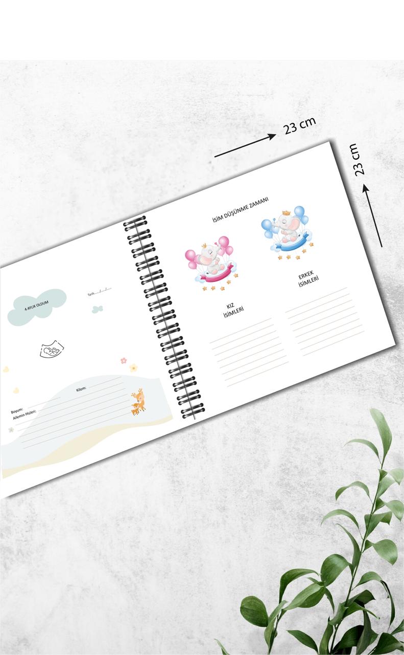 Modern Bebek Anı Defteri - İlk 1 Yıl Hamilelik Ve Anne Bebek Günlüğü - Ajandası