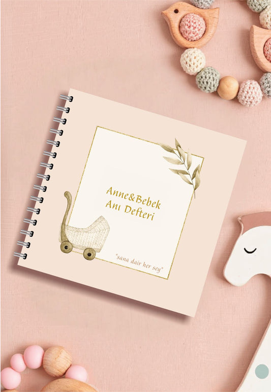 Modern Bebek Anı Defteri - İlk 1 Yıl & Anne Bebek Günlüğü - Ajandası & Sticker ve Kalem Hediyeli