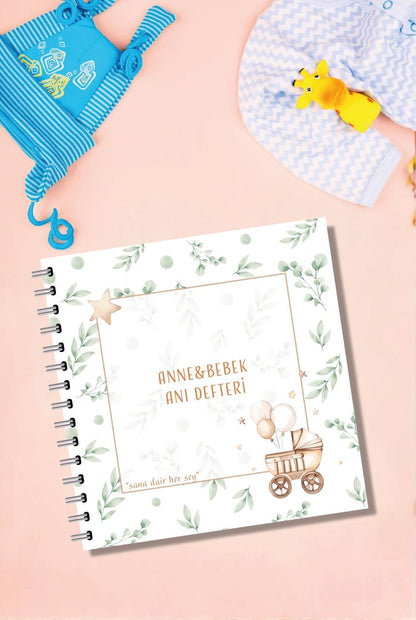 Modern Bebek Anı Defteri - İlk 1 Yıl Hamilelik Ve Anne Bebek Günlüğü - Ajandası