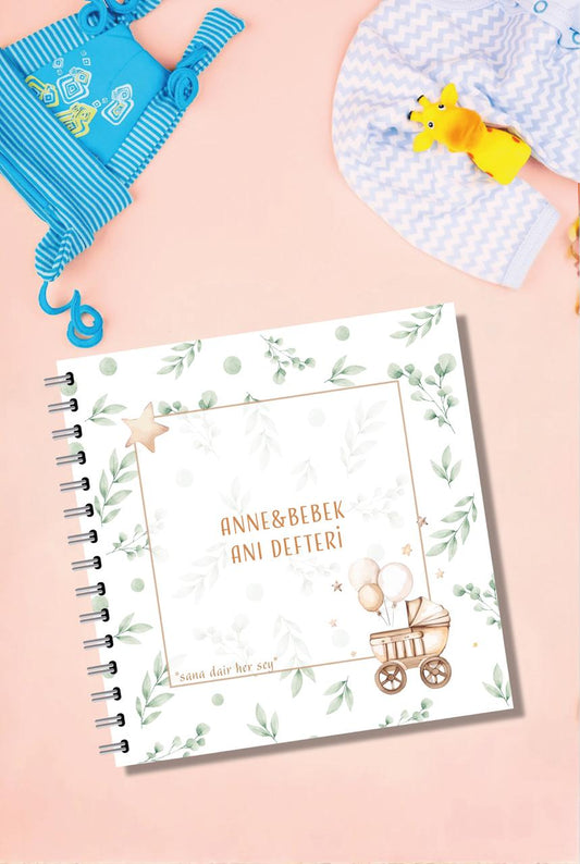 Modern Bebek Anı Defteri - İlk 1 Yıl Hamilelik Ve Anne Bebek Günlüğü - Ajandası