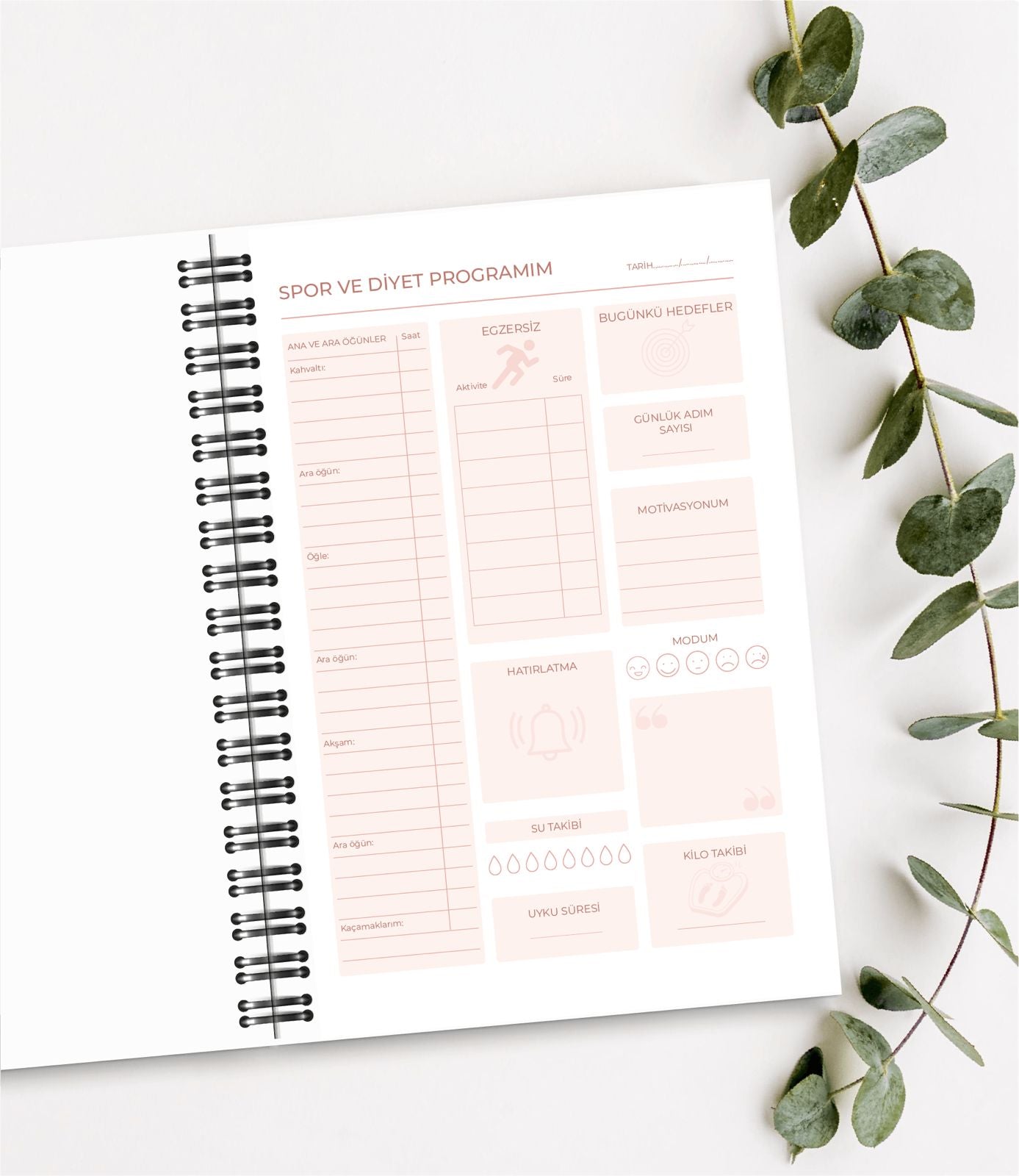 Diyet ve Spor Programı Takip Defteri & Diyet Defteri