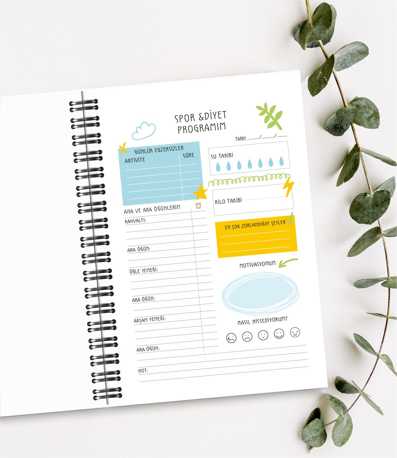 Diyet ve Spor Programı Takip Defteri & Diyet Defteri