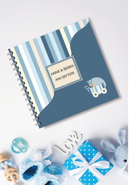 Modern Bebek Anı Defteri - İlk 1 Yıl - Anne Bebek Günlüğü - Ajandası & Sticker ve Kalem Hediyeli