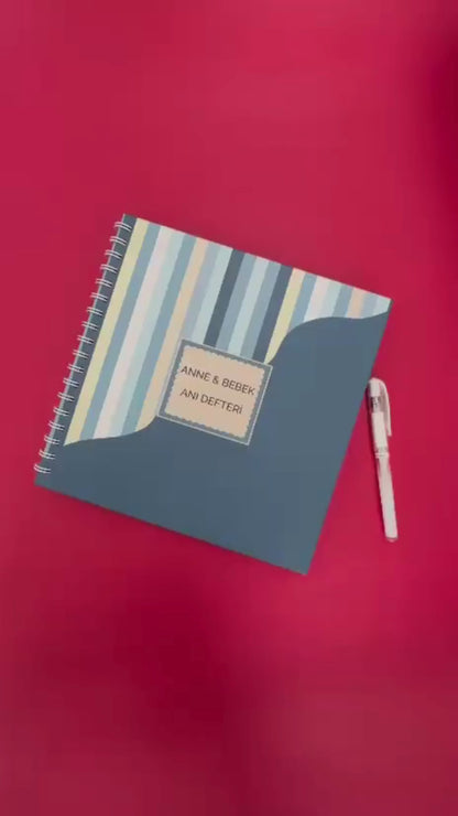 Modern Bebek Anı Defteri - İlk 1 Yıl - Anne Bebek Günlüğü - Ajandası & Sticker ve Kalem Hediyeli