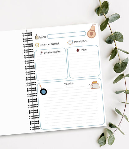 Yemek Tarif Defteri / 100 Yaprak / 15cm x 21cm